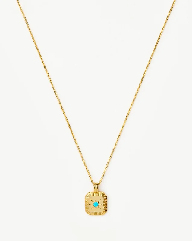 luxury emerald necklace -December Birthstone Pendant Necklace | 18ct Gold Vermeil/Dyed Turquoise Magnesite