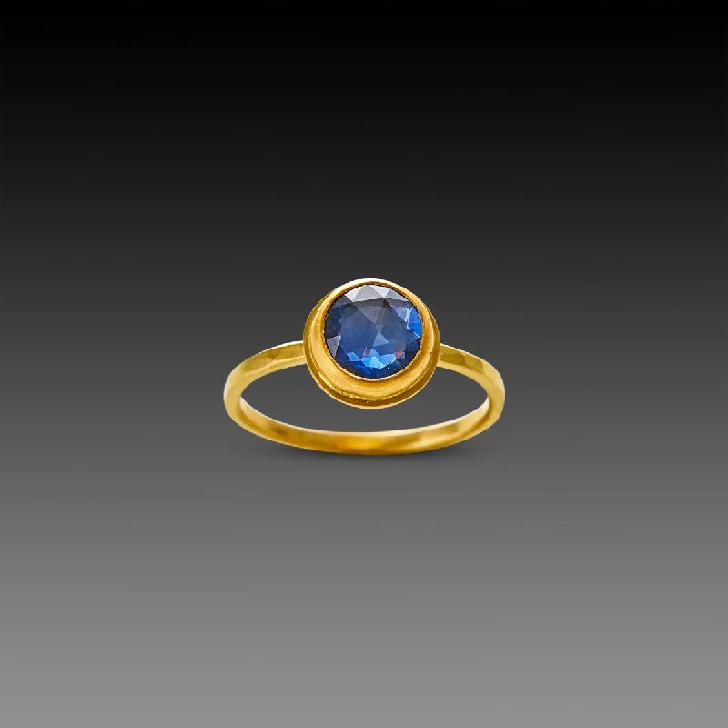 pearl accent ring -Blue Sapphire Solitaire Ring