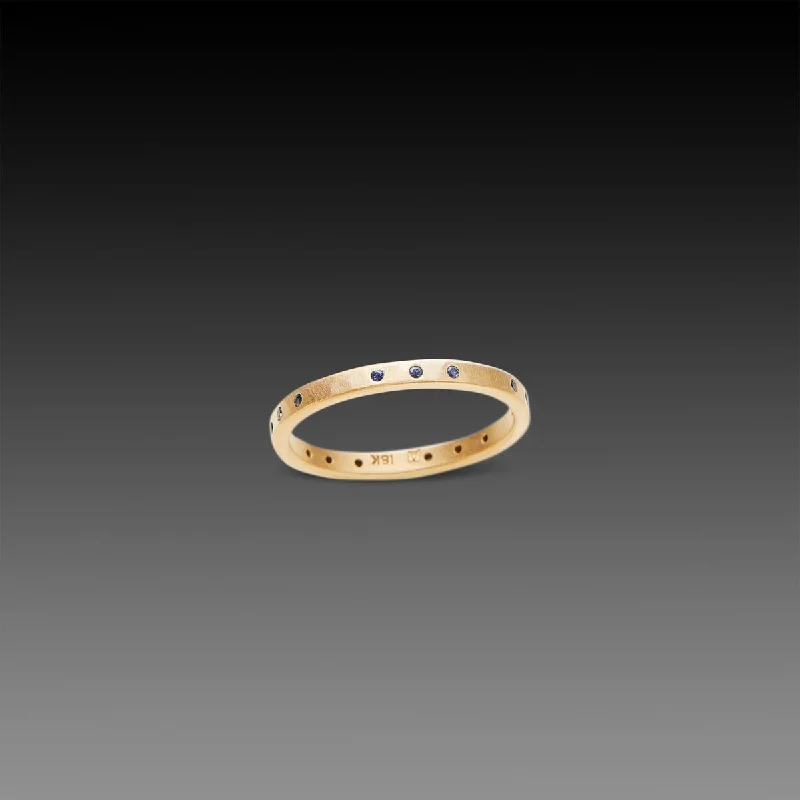 stacking rings with diamonds -Blue Sapphire Trio Repeat Band