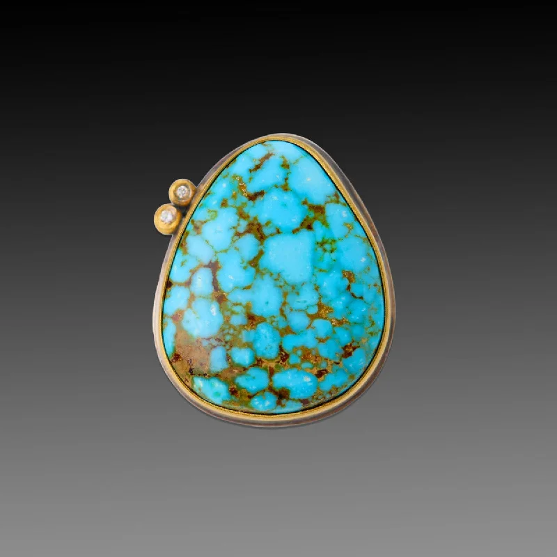 simple gold band ring -Brilliant Turquoise Ring