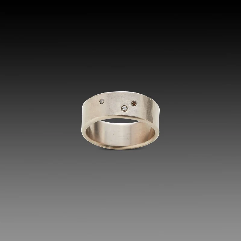 stacking rings with diamonds -Constellation Band in 18k White Gold