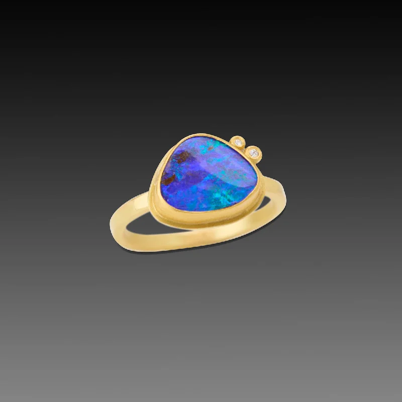 vintage gold signet ring -Australian Boulder Opal Ring