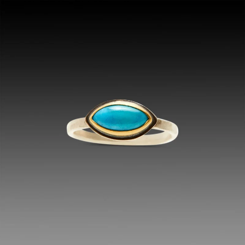 three-stone engagement ring -Marquise Turquoise Ring