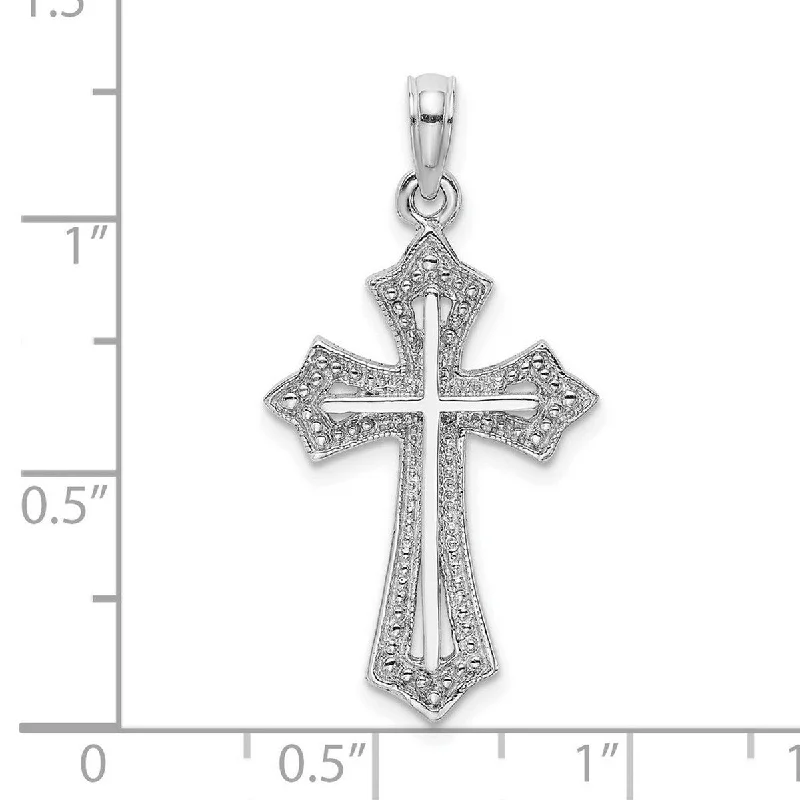 charm necklace with initials -Curata 14k White Gold Heavily Textured Coptic Cross Necklace 16mm x 23.3mm