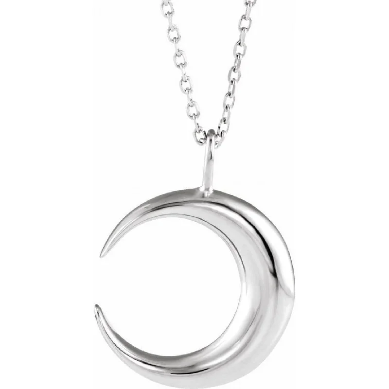 butterfly necklace with diamonds -Curata 14k White Gold Polished Crescent Celestial Moon Necklace 19.5x15 mm