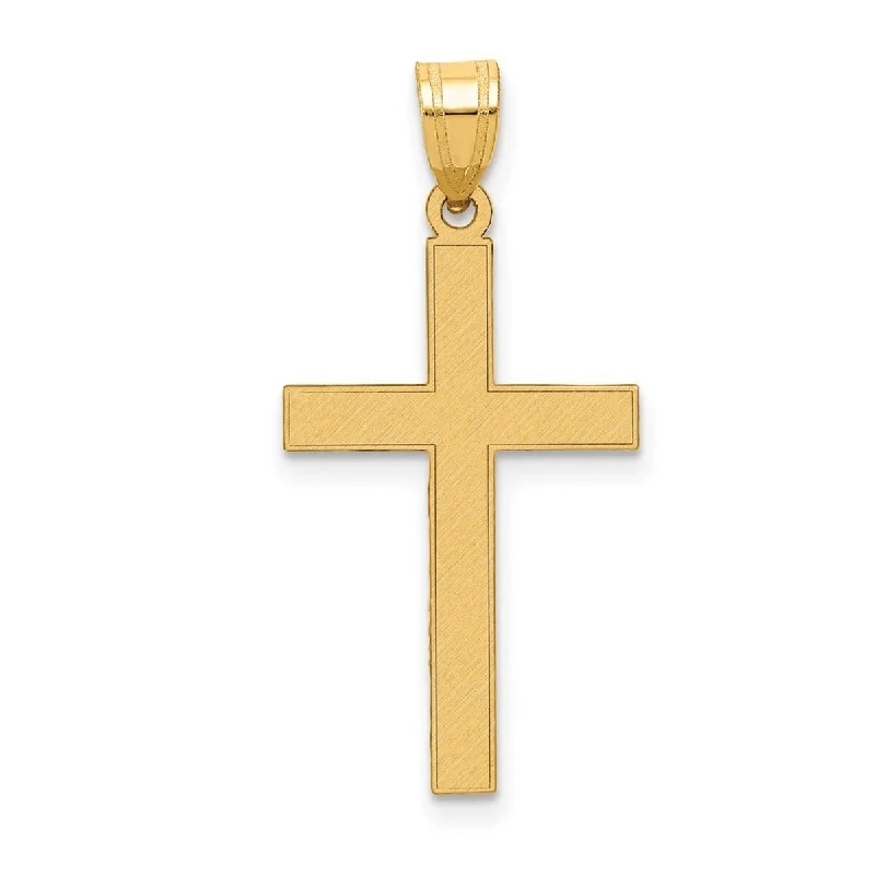 custom engraved necklace -Curata 14k Yellow Gold 18" Etched Cross Necklace - 21x14mm