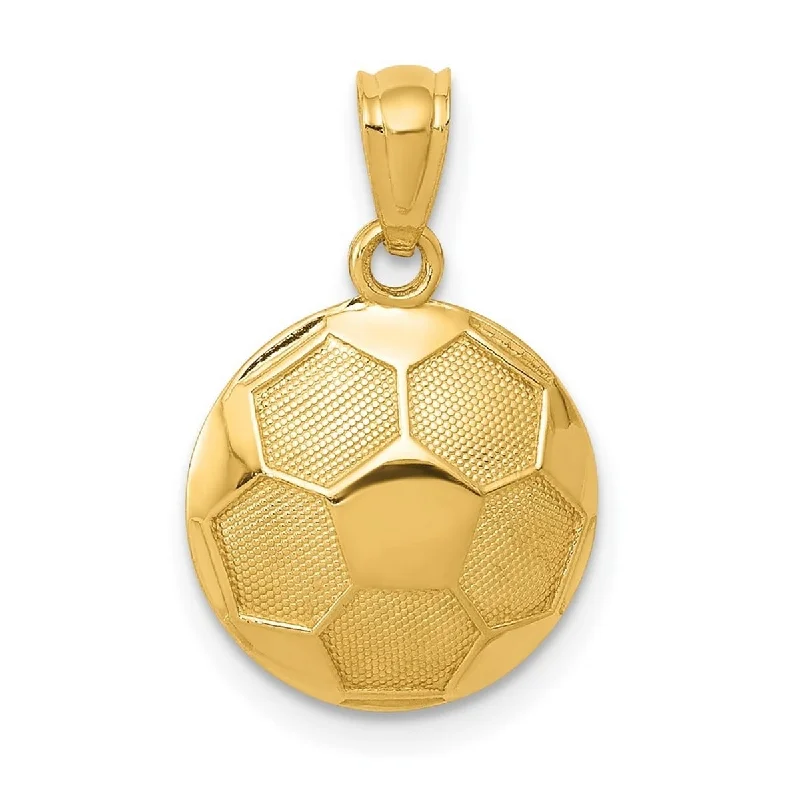 silver chain necklace for men -Curata 14k Yellow Gold 18" Satin Soccer Ball Pendant Necklace - 19.2x12.6mm