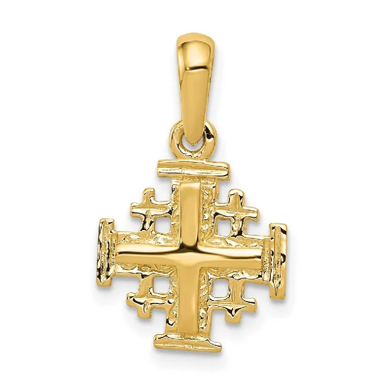 heart-shaped pendant necklace -Curata 14k Yellow Gold 18" Solid Polished Jerusalem Cross Necklace - 13x13mm