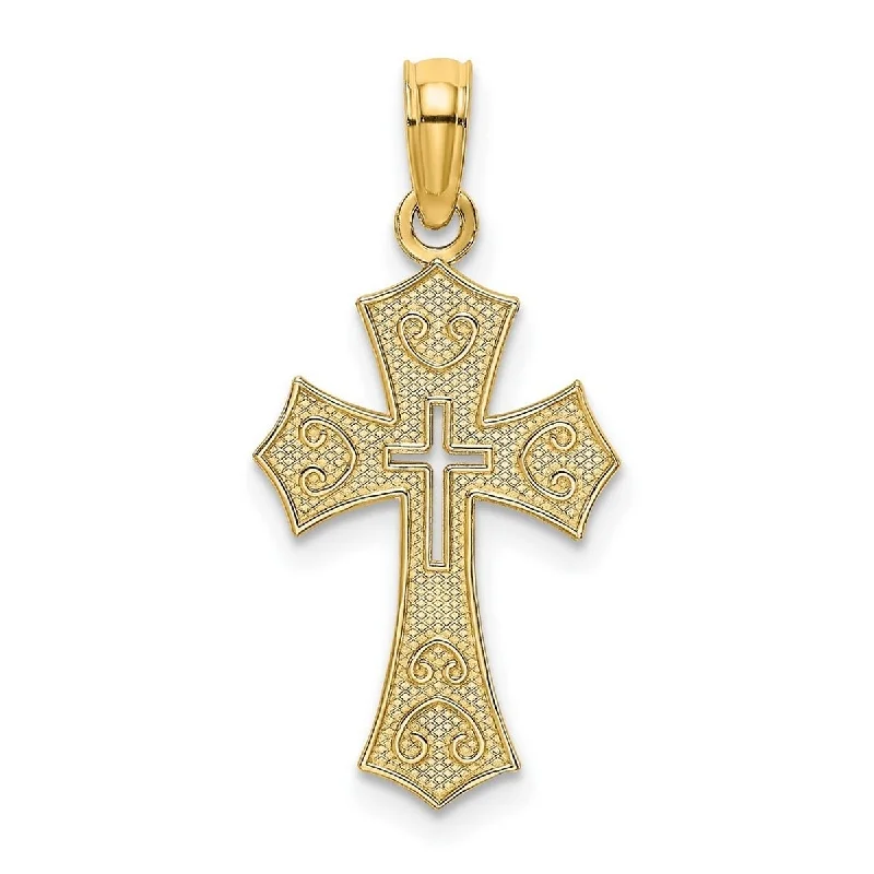 gold rope chain necklace -Curata 14k Yellow Gold Textured Cut-out Coptic Cross Pendant necklace 15mm x 17mm