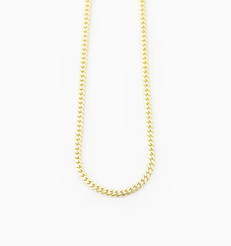 long gold necklace with pendant -Solid Miami Cuban Chain Necklace In 14K Solid Gold