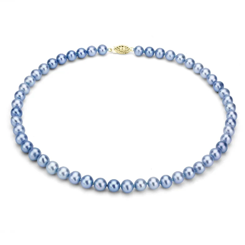 unique gemstone crystal necklace -DaVonna 14k Gold 9-10mm Blue Freshwater Pearl Necklace, 24-inch