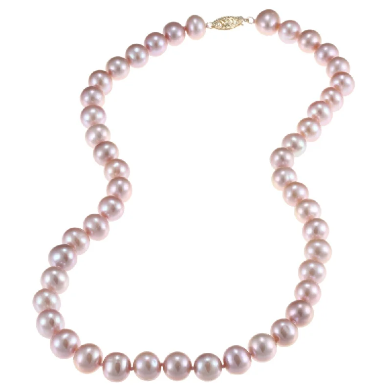 gold choker necklace for women -DaVonna 14k Gold 9-10mm Pink Freshwater Pearl Necklace