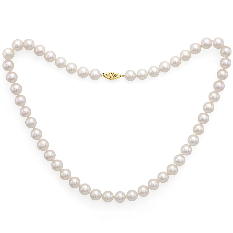 men’s minimalist silver necklace -DaVonna 14k Gold White Akoya Pearl High Luster 24-inch Necklace (7-7.5 mm)