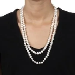 diamond solitaire necklace -DaVonna 7-8mm White Freshwater Keshi Pearl 48-inch Endless Necklace