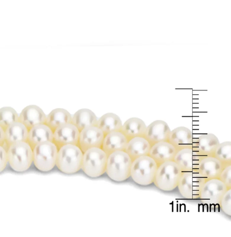 triple strand pearl necklace -DaVonna Cultured White Freshwater Pearl Endless Necklace (6-7 mm)