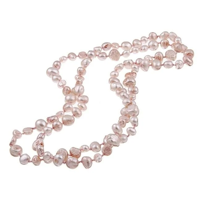 gold rope chain necklace -DaVonna Lilac Pink Flat FW Pearl 36-inch Endless Necklace (5-10 mm)