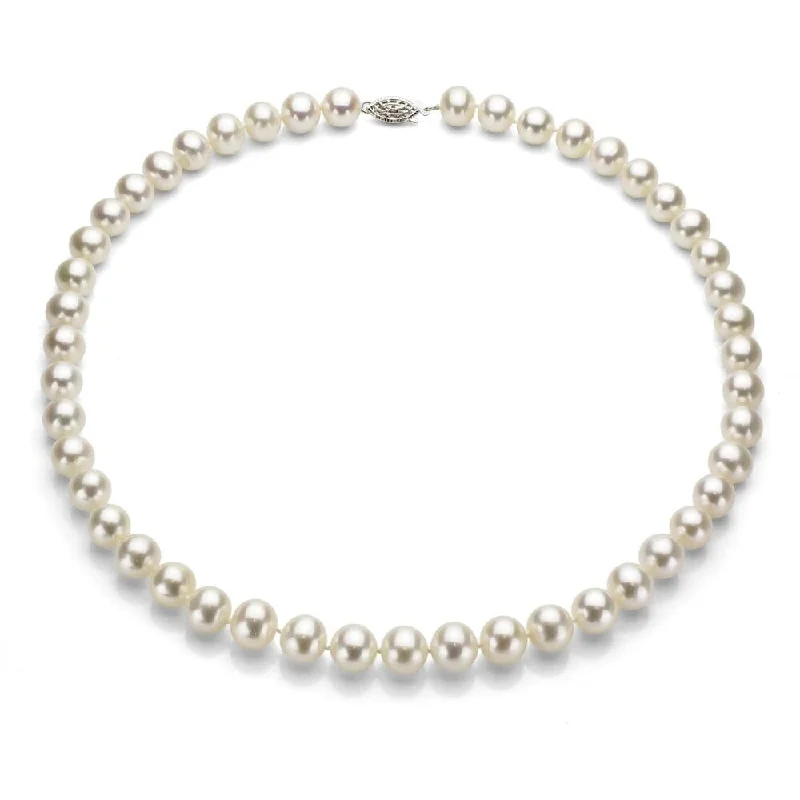 simple diamond necklace -DaVonna Sterling Silver 7-8mm White Freshwater Pearl Necklace (16-36 inches)