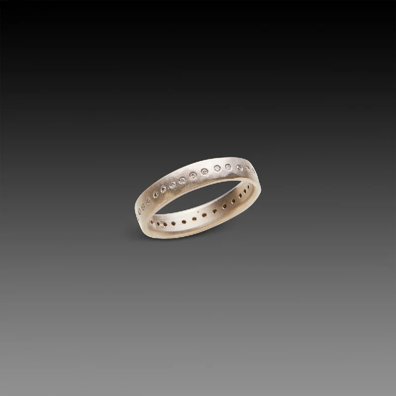 gemstone cocktail ring for women -Diamond Line Band in White Gold