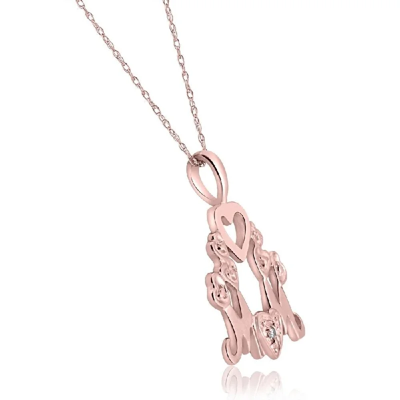 double layer necklace for women -Diamond Mom Pendant Necklace in White, Yellow, or Rose Gold