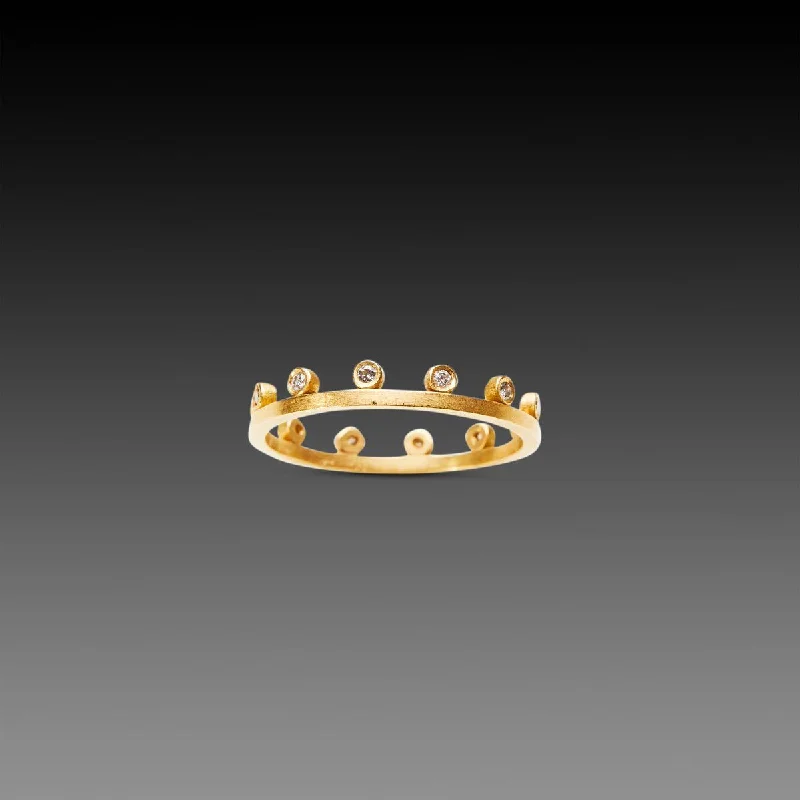 simple gold band ring -Diamond Side Dot Band