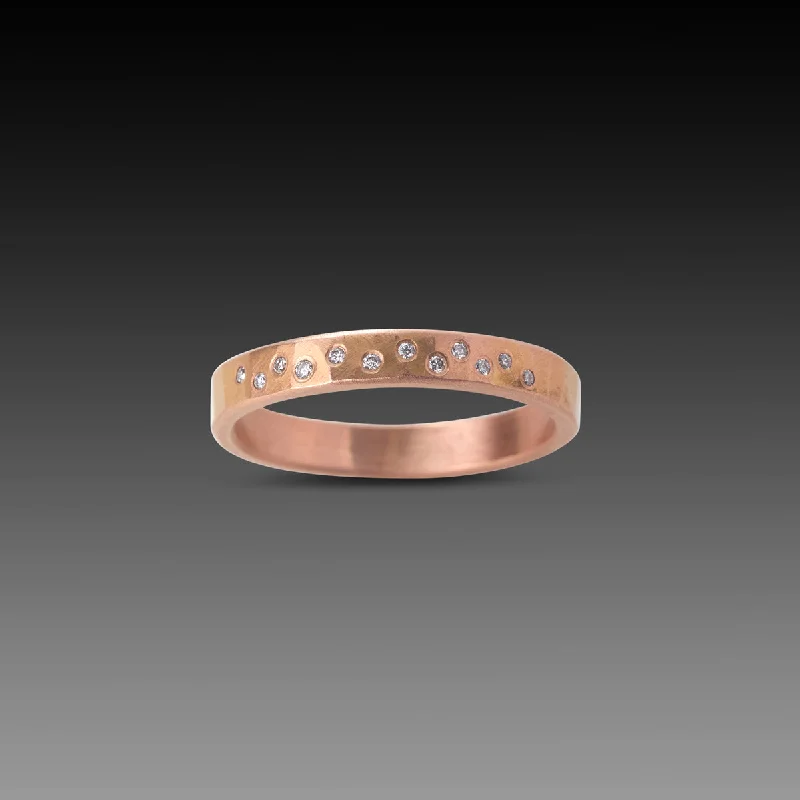 gemstone cluster ring -Diamond Sprinkle Band in Rose Gold