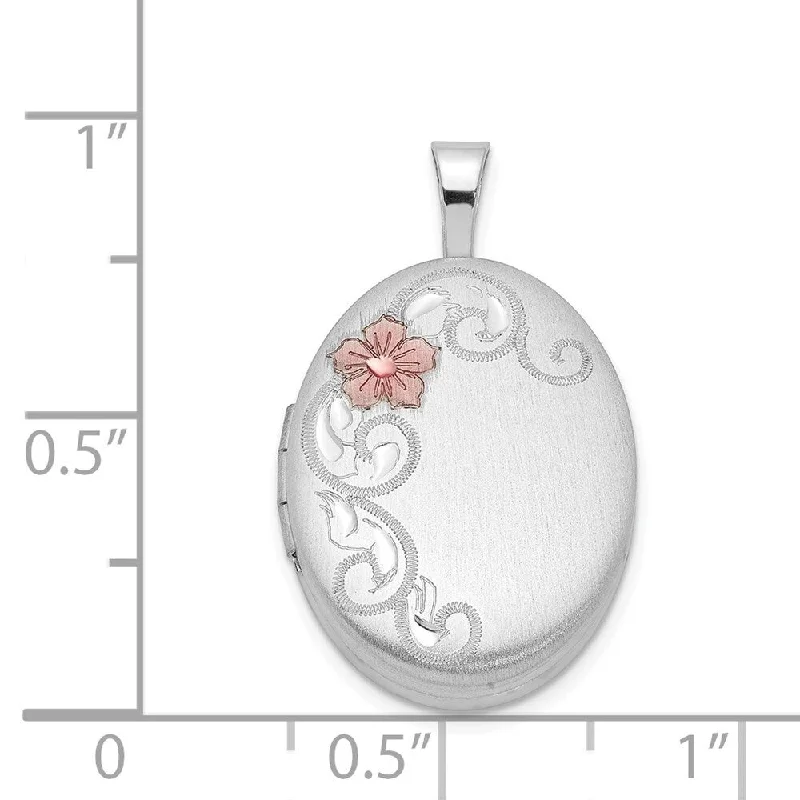 art deco style necklace -Diamond2Deal 925 Sterling Silver Rhodium-plated Enamel Floral 19mm Oval Locket