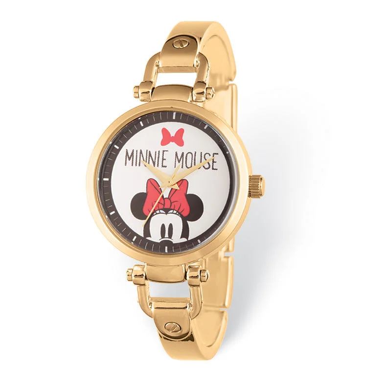 gold rope chain necklace -Disney Adult Size Minnie Mouse Gold-Tone Bracelet Watch