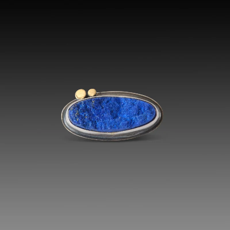 minimalist knot ring -Elliptical Lapis Surface Ring