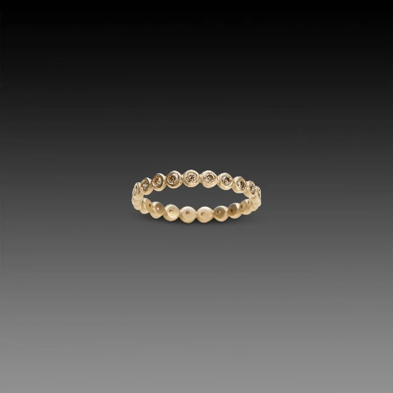 vintage-inspired gemstone ring -Hammered Dot Diamond Eternity Band in White Gold