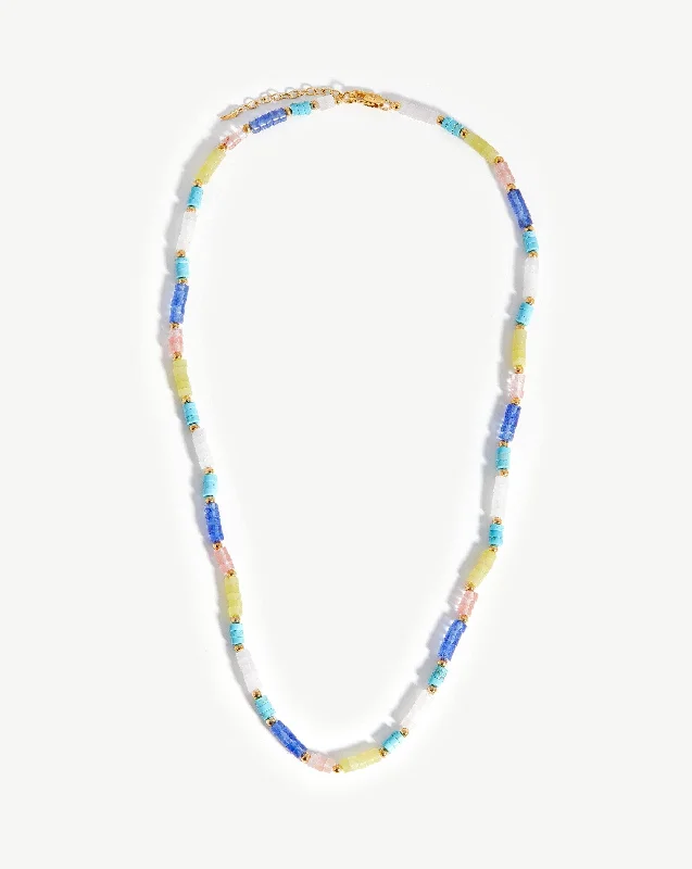 moonstone pendant necklace -Long Beaded Stack Necklace