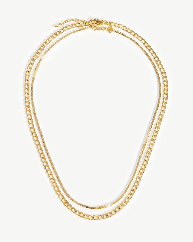 anchor pendant necklace -Lucy Williams Snake Chain Necklace Set | 18ct Gold Vermeil