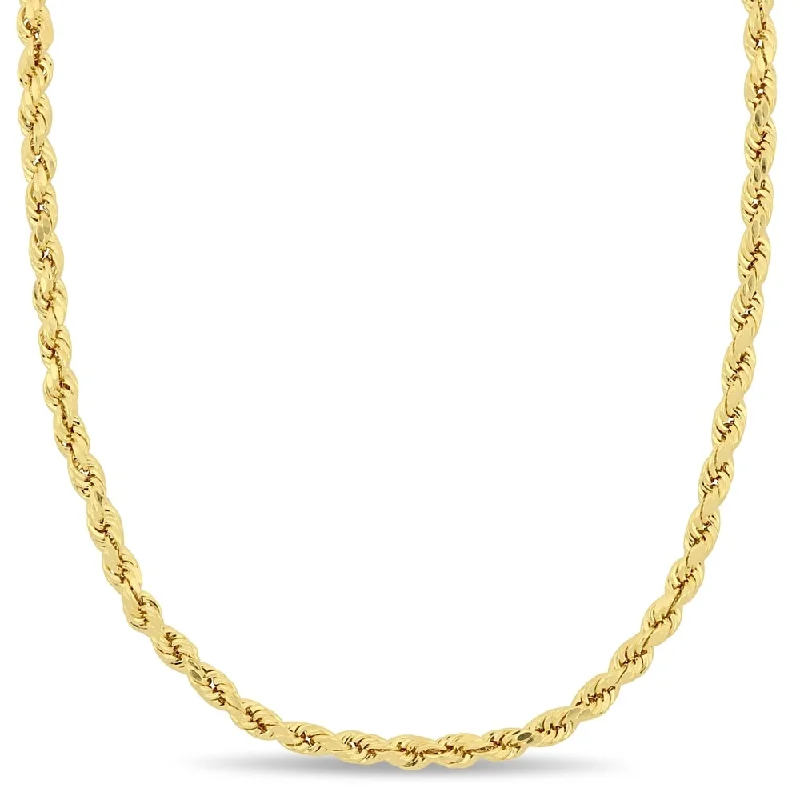 sterling silver nameplate necklace -Miadora 14k Yellow Gold 18 Inch Rope Chain Necklace