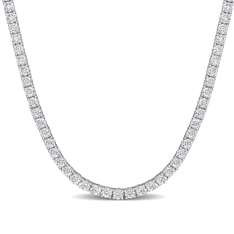 men’s wolf pendant necklace -Miadora 16 7/8ct DEW Created Moissanite Tennis Necklace in 18k White Gold - 17.5 In x 3.7 mm x 3.5 mm