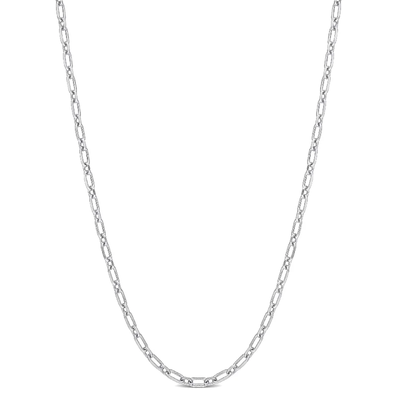 simple chain necklace for women -Miadora Sterling Silver Diamond Cut Figaro Rolo Necklace