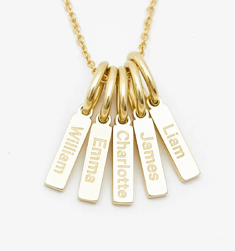 sterling silver nameplate necklace -Mini Bar Necklace