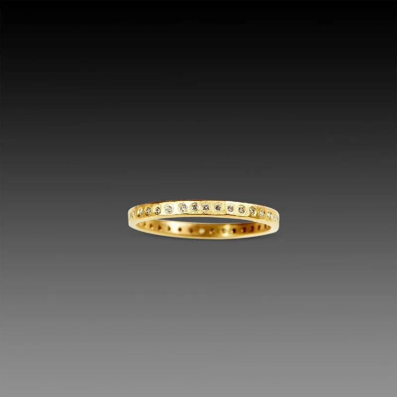 silver and gold stacking rings -Narrow Diamond Line Band