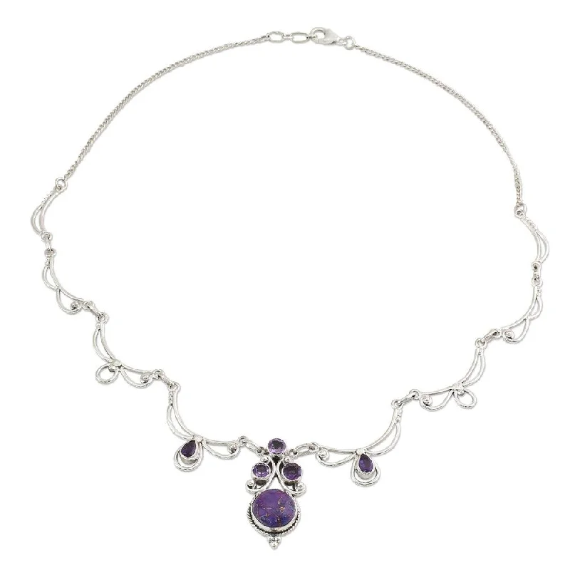 braided leather necklace with pendant -NOVICA Handmade Amethyst Radiant Princess Pendant (India) - 7'6" x 9'6"