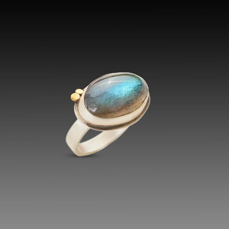 minimalist stackable rings -Smooth Oval Labradorite Ring