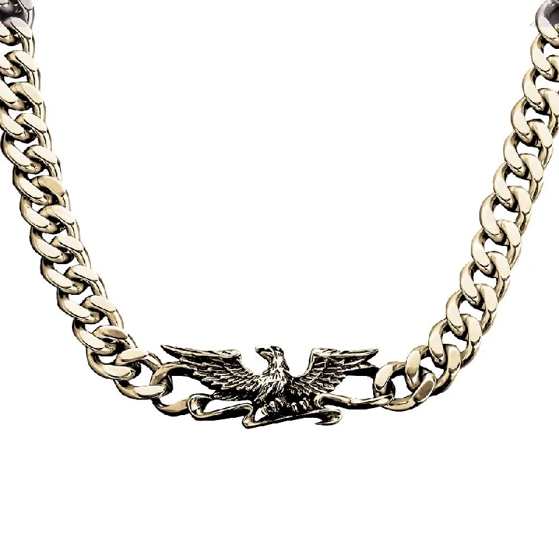 bar pendant necklace for men -Patriot Eagle Gold Necklace