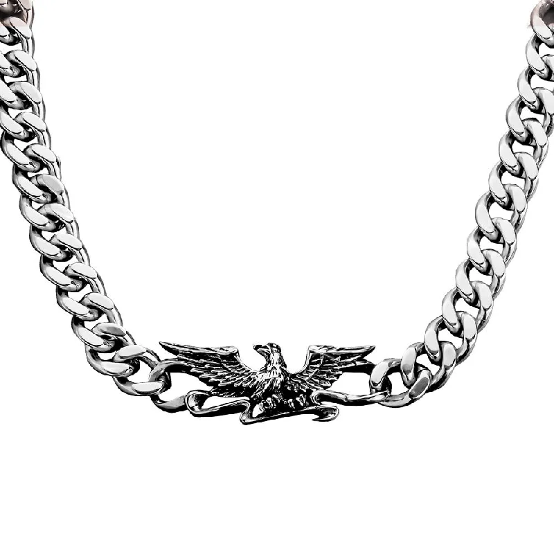 charm necklace with initials -Patriot Eagle Steel Necklace