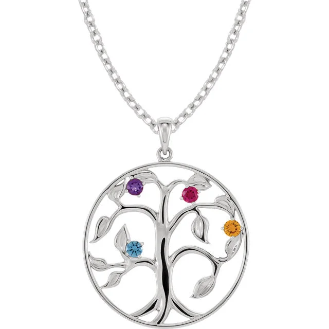 gold pendant necklace for women -Family Tree Birthstone Pendant or Necklace