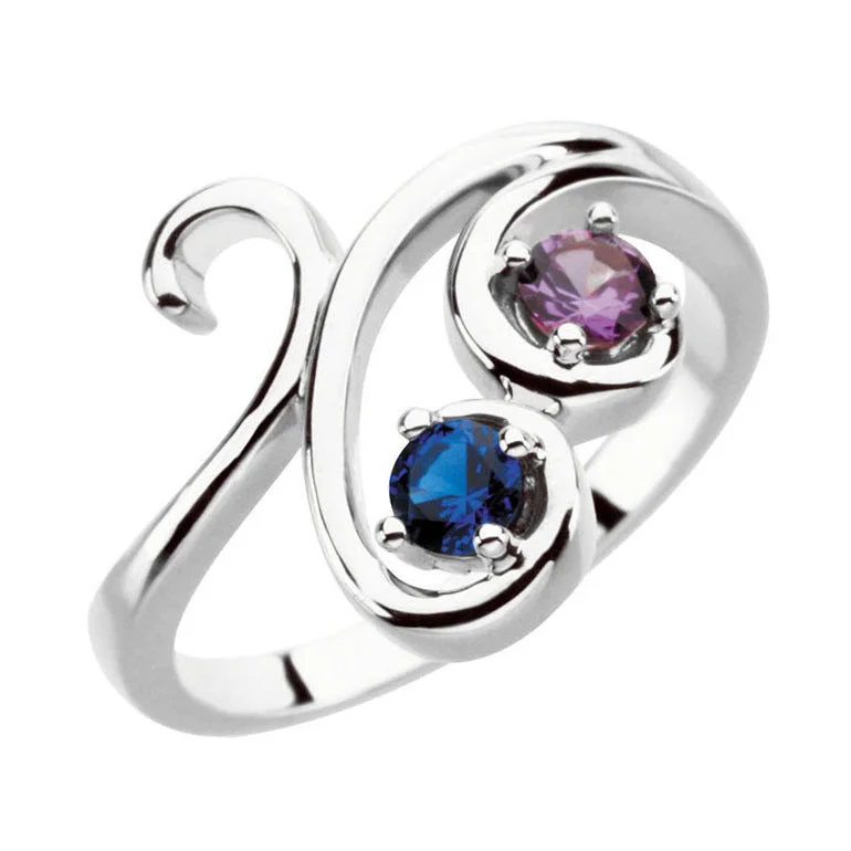 handmade gemstone ring -Swirl Statement Mother's Family Birthstone Ring