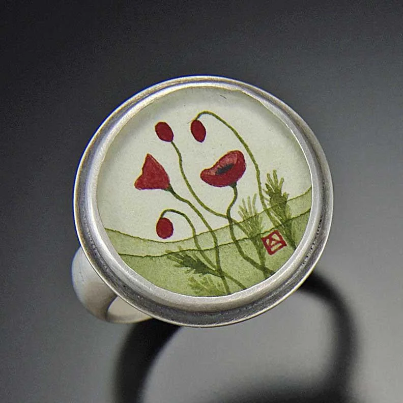 silver cross ring for men -Poppy Ring