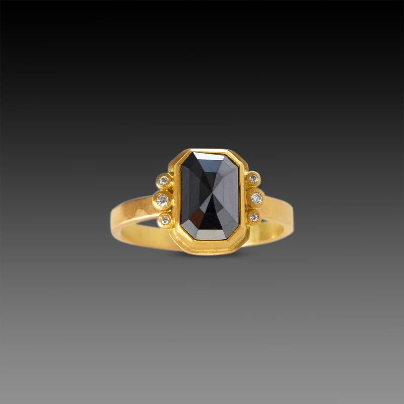 black onyx ring for men -Rose Cut Black Diamond Ring