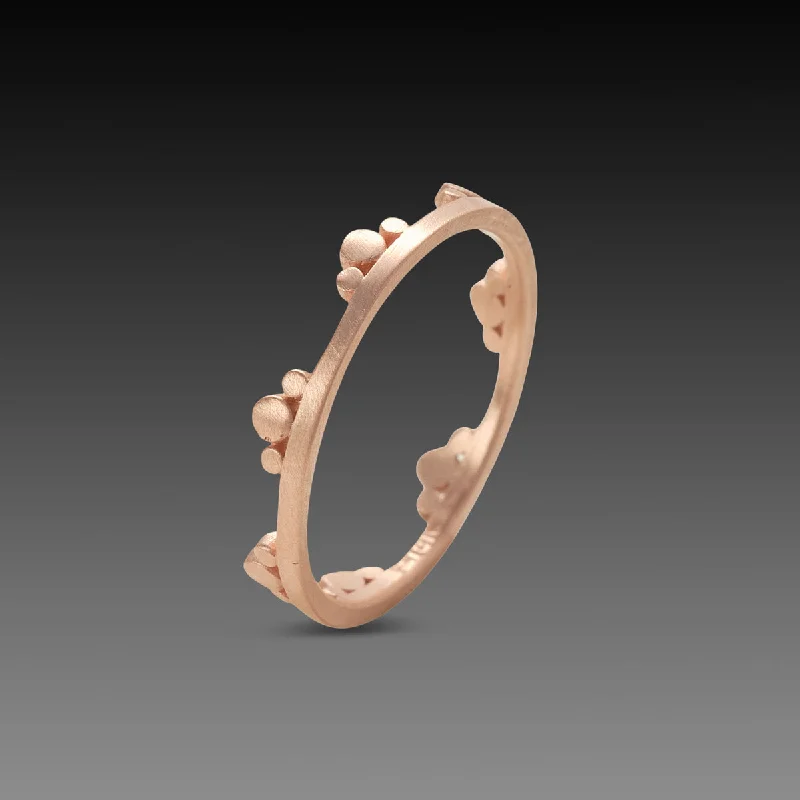 pearl accent ring -Side Trios Band in Rose Gold