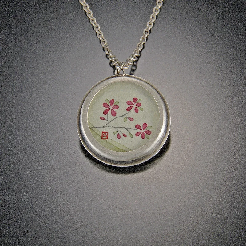 silver moonstone ring -Round Plum Blossom Necklace