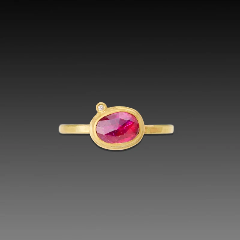 personalized birthstone ring -Ruby Ring with Diamond