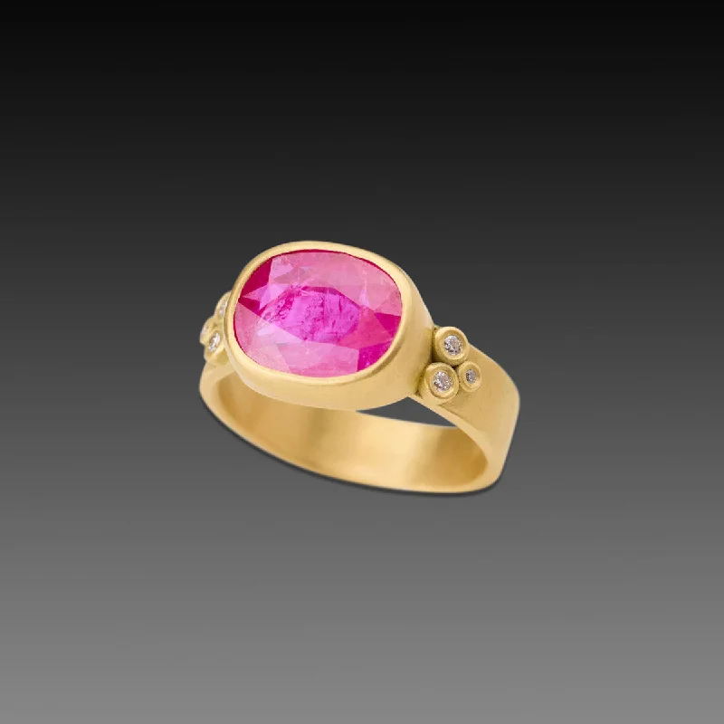 adjustable crystal ring -Ruby Ring with Diamonds