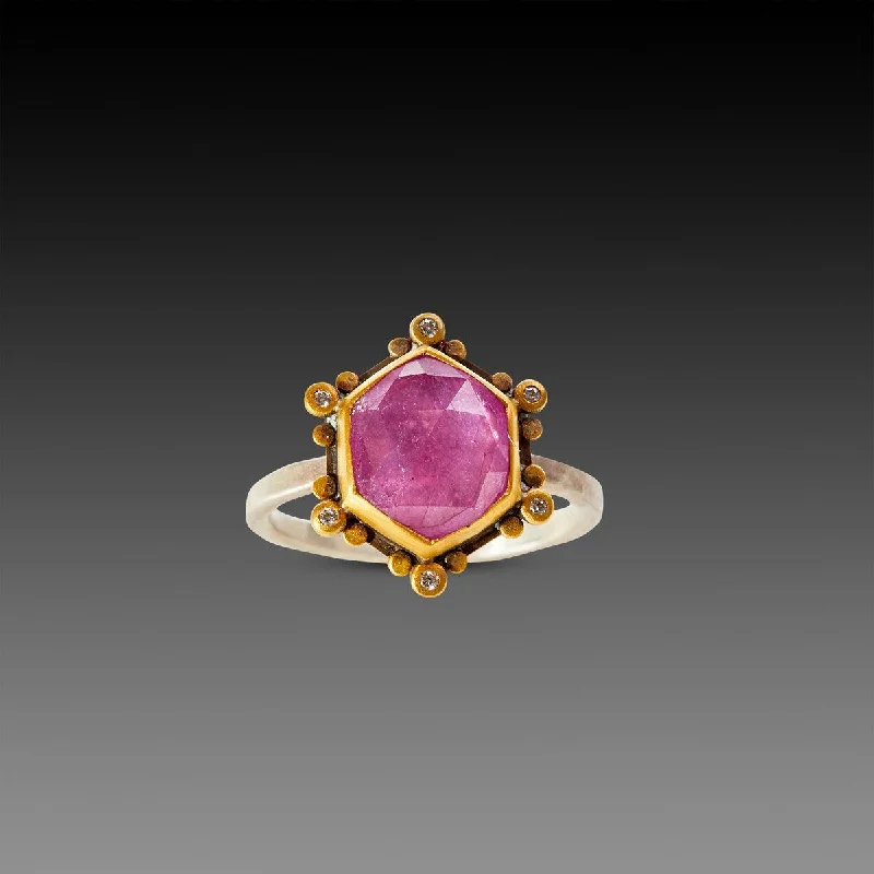 luxury emerald ring for women -Pink Sapphire Star Ring