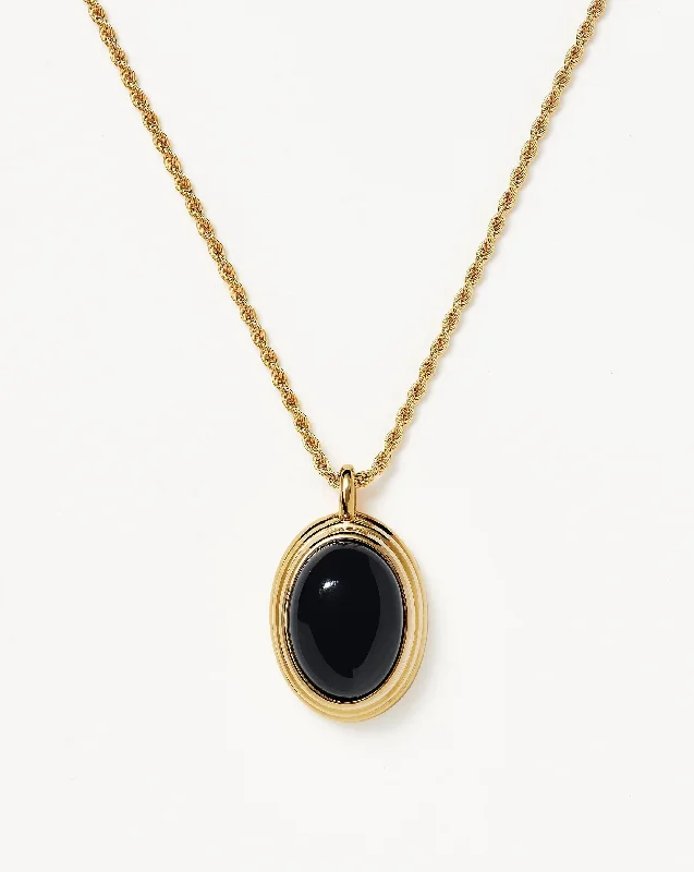 layered necklace for women -Savi Ridge Oval Gemstone Pendant Necklace